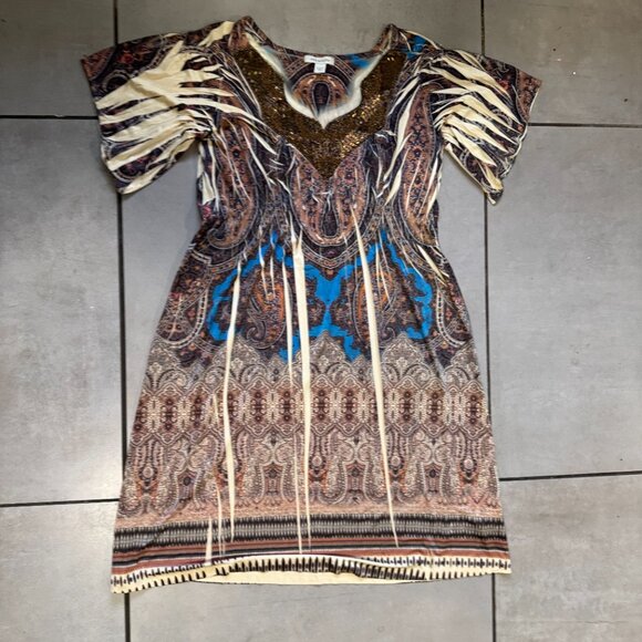 Boston Proper Boho Beaded Dress Multicolor Size M - Picture 2 of 11